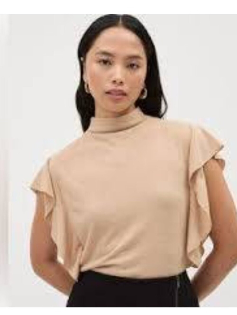 Women's Ruffle Sleeve Mock Neck Top